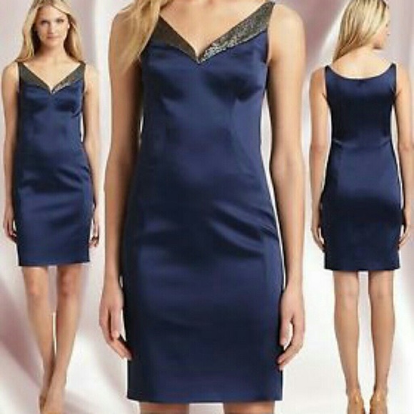 Elie Tahari Rena Metallic Sequin Cocktail Dress - Picture 4 of 4